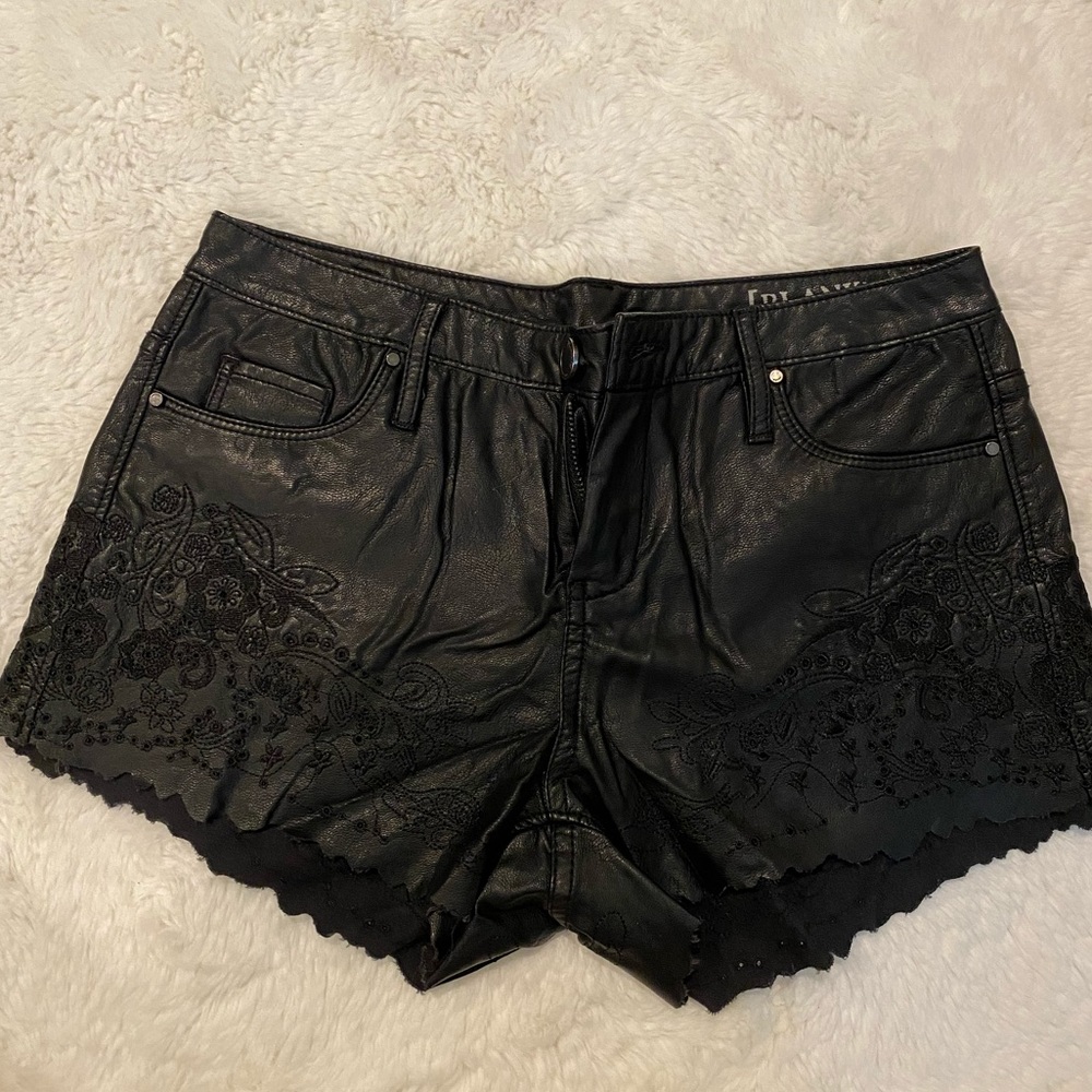 Blank NYC leather shorts with floral embroidery